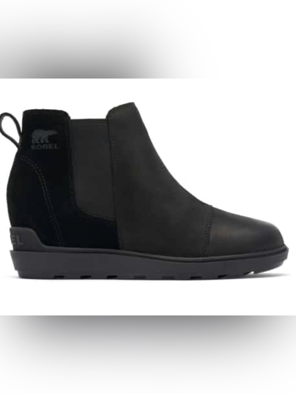 Sorel Evie II Black Chelsea Slip-On Ankle Bootie Waterproof Suede Size 7.5 New